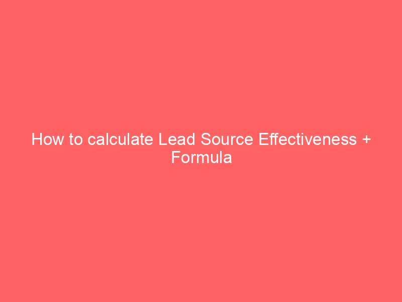 How to calculate Lead Source Effectiveness + Formula