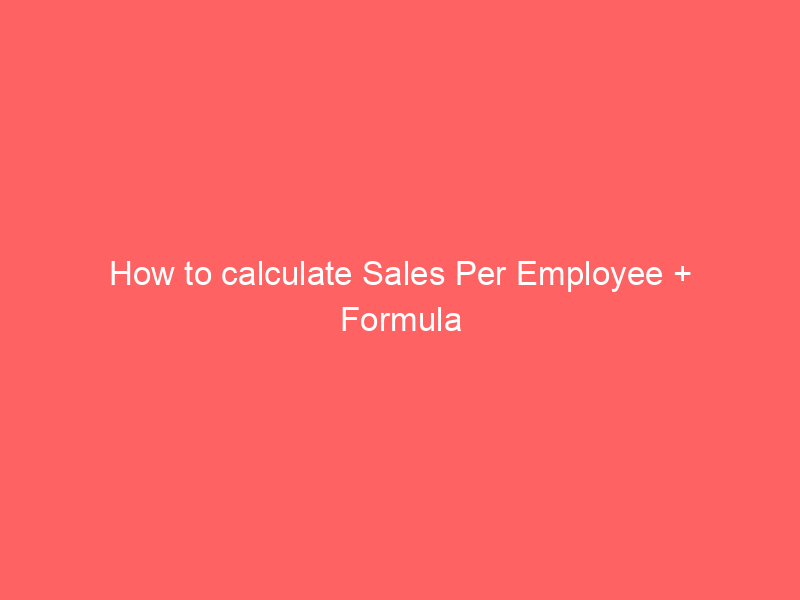 How to calculate Sales Per Employee + Formula